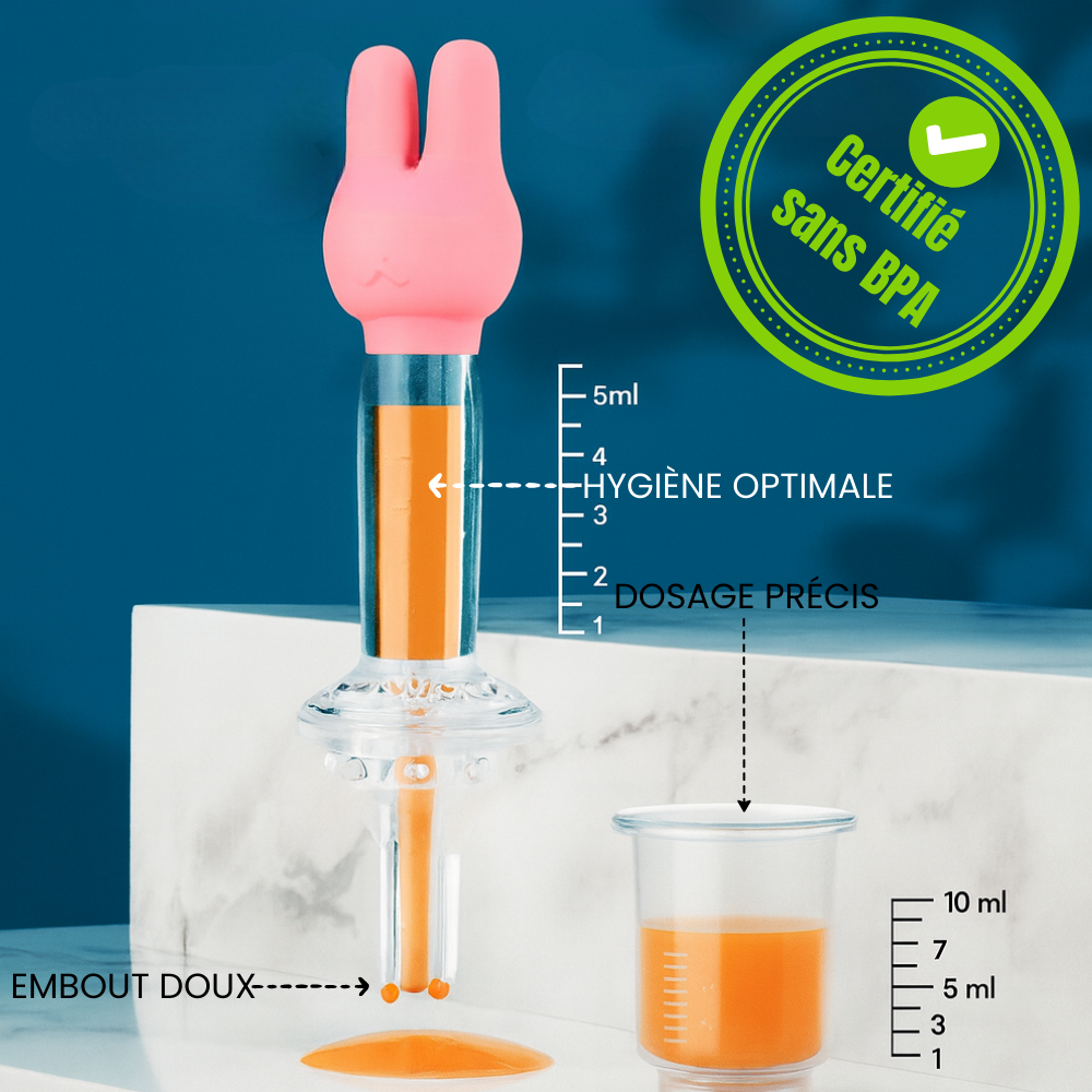 đŒ Distributeur de Sirop & Vitamines pour BĂ©bĂ© â Embout Confort Lapin