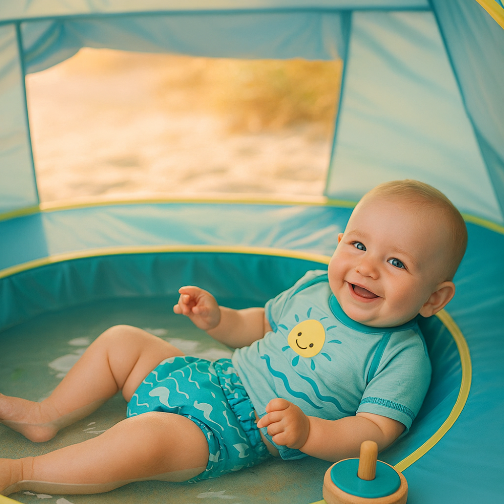 Plouf Stamp™ - Tente de plage bébé - protection maximale & confort garanti